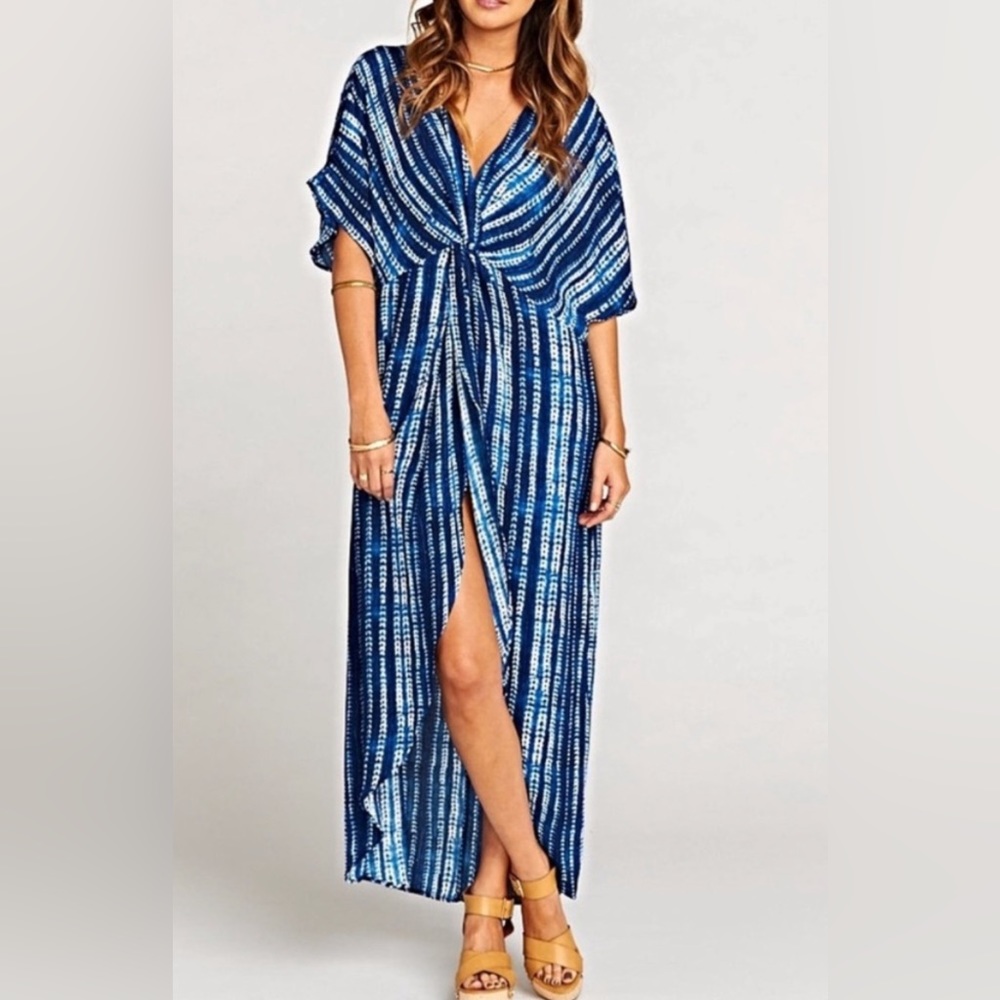 SHOW ME YOUR MUMU tie dye blue and white dress